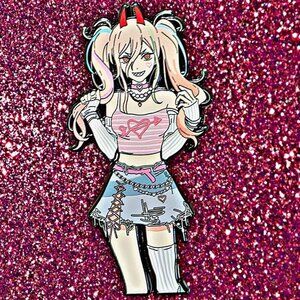 Waifu Chainsaw Man Power Punk Rock Princess Enamel Pin Anime Collectible